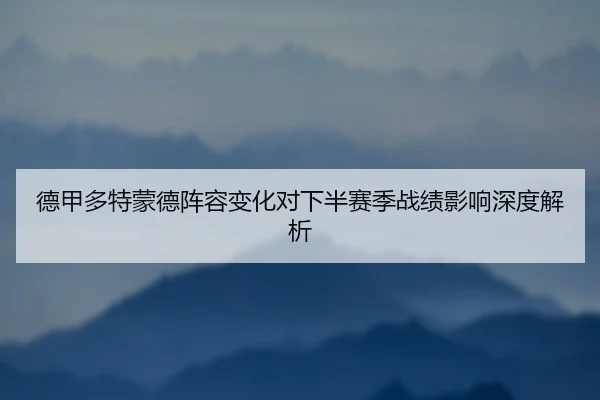 德甲多特蒙德阵容变化对下半赛季战绩影响深度解析